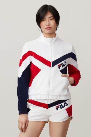 FILA Hadley Jackets White / Red,Womens Clothing | CA.YRHJKE381